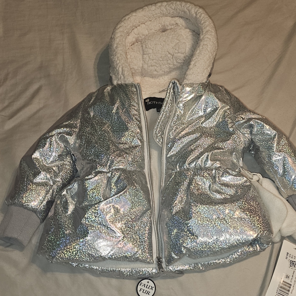 Rothschild NWT Girls BABY Puffer Jacket Faux Fur Hood 24 months